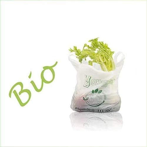 VIRSUS 1000 Buste Biodegradabili Compostabili 24+6+6x40cm Sacchetti 2 CF x 500 Pezzi. Shopper Spesa biodegradabili, Busta per Alimenti, Sacchetti Biodegradabili per Umido