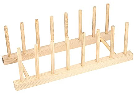 JUHONNZ Escurridor de Platos, Soporte para Platos de Madera, Organizador de Cocina Escurre Platos Escurreplatos para Platos, Tazas, CD, Copa de Vino,Reservar,Libro