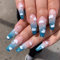 Brishow Faux Ongles Blue ​​Long Faux Ongles Ballerine Acrylique Cloud Press on Nails Gradient Faux Ongles 24pcs pour Femmes et Filles