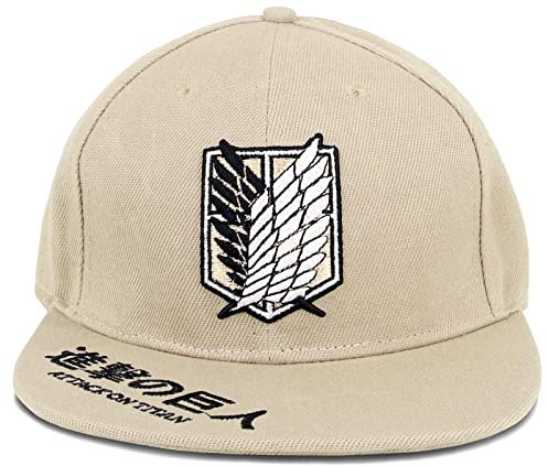 Roffatide Anime Baseball Cap Verstellbarer Papa Hut Gestickter Baseballkappe Flache Krempe Kappe Khaki