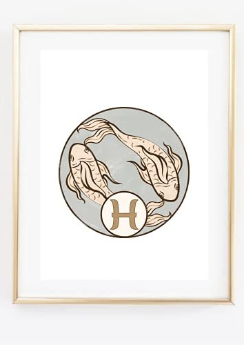 Din A4 Kunstdruck ohne Rahmen - Sternzeichen - Fische - Pisces Astrologie Sterne Sternbild - Alphonse Mucha - Jugendstil Druck Poster Bild