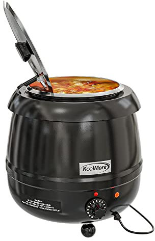 KoolMore Commercial Soup Kettle Warmer with Hinged Lid and Removable Pot Insert for Buffet, Restaurant, Party, Event, and Catering, Large 2.4 Gallon, Electric [Black] (SK-BK-3G)