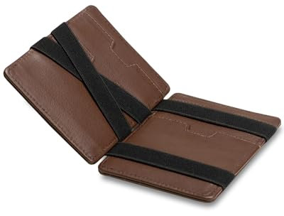 Lederhand® Magic Wallet 2.0 – Echt Nappaleder Geldbörse handgemacht für Herren und Damen flaches Portemonnaie mit Münzfach und Platz für 8 Karten | Farbe Braun