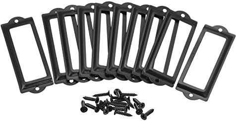 sourcing map 10 Stück Etikettenhalter aus Metall Datei Namenskarten Rahmen für Büro Ersatz Schwarz 83 x 30 mm