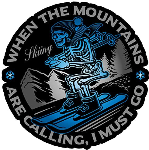 Samunshi Ski Skelett Aufkleber Autoaufkleber für Motorrad Fahrrad Roller oder Auto Sticker Berge Schnee Winter (30x30cm Ski Skelett)