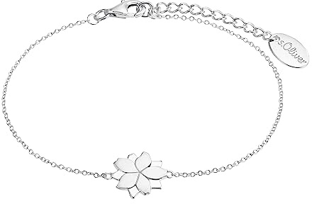 s.Oliver 2034193 Damen Armband Lotusblume Silber 20 cm
