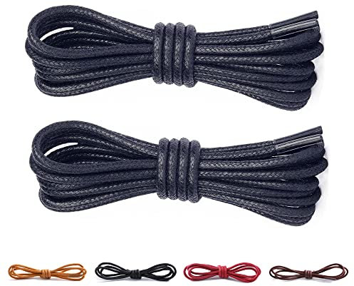CCSOFTIME 2 Pares Cordones Redondos Encerados,Cortos Cordones Azul para Zapatos de Vestir Traje Oxford Botas,Cordoneras para Botines de Hombre Mujer Niños Adultos,Cordones Zapatos Vestir 80cm