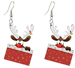 Weihnachten Ohrringe wojonifuiliy01 Damen - Weihnachts Ohrringe Modeschmuck Earring Women Aesthetic Charme Niedlich Partykleidung Weihnachts-Ohrringe, Geschenke für Frauen Mädchen Mama (D, One Size)
