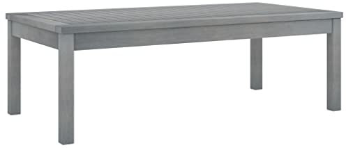 FIRBNUS 100x50x33 cm Beistelltisch Holz Gartenmöbel Couchtisch Wohnzimmertisch Wohnzimmer Gartentische Robust Haltbarkeit Witterungsbeständig Grau Massivholz Akazie mit Grauem Lamellen Finish