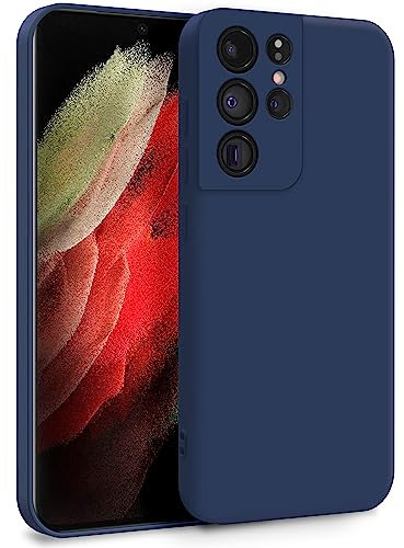 MyGadget Cover per Samsung Galaxy S21 Ultra - Custodia in Silicone Morbido a Doppio Strato – Case con Protezione Fotocamera & Fodera Interna Antigraffio - Blu scuro