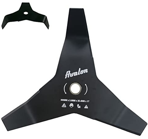 Avalon - Disco a 3 Punte Universale per decespugliatore, Lama in Acciaio da 3 mm (300 x 3 mm) per Tagliare rovi e sottobosco Denso, schiacciare Le Erbacce in attività di Manutenzione.