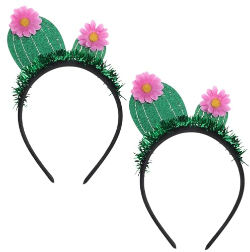 FRCOLOR 2st Stirnband Haarschmuck Grün Festival-haarband Kopf Bopper Kaktusblüte Künstlich Haarschmuck Für Damen Haarbänder Ostern Kopfbedeckung Kleine Stoffblume Mädchen Fräulein Kleidung