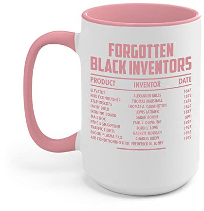 Zaman Hassan History Of Black Inventors Black History Month Coffee Mug For African American Men Women (15oz, White - Pink)