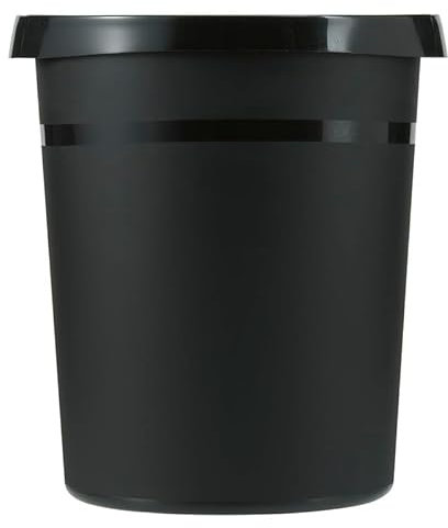 PROREGAL Klassischer runder Papierkorb aus Kunststoff | 18 Liter, HxØ 35x31,2cm | Schwarz