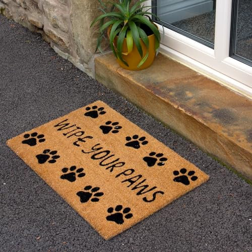 Rugs & More Premium Coir Doormats Outdoor - Robust Coconut Fibre Door Mat for Front or Back Entrance - Multiple Styles for Welcoming Home Decor (40 x 60 cm - Wipe Your Paws)