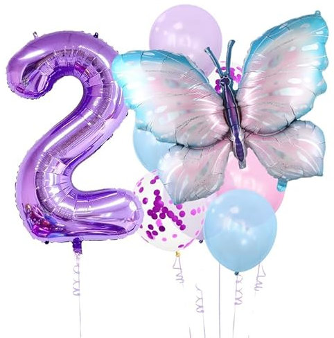 Schmetterling Geburtstag Dekorationen, 9 Stück riesige bunte Schmetterling Luftballons, Schmetterling Party Dekorationen Zubehör für Mädchen (Schmetterling 2)