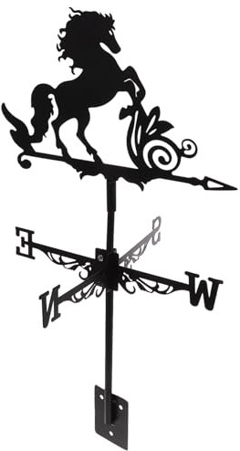 Cabilock Kleiner Pferd Wetterfahne Metall Wetterhahn Windrad Windrichtungsanzeiger 3D Tierfigur Weathervane für Zuhause Garten Terrasse Hof Dach Garten Dekoration Schwarz