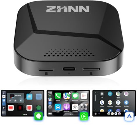 ZHNN Android 13 Wireless Carplay AI Box, 4GB+64GB Multimedia Video Box Smart Carplay Android Auto AI Box 8 Core, Support MirrorlinkSIM/TF Card, for OEM Wired CarPlayCars