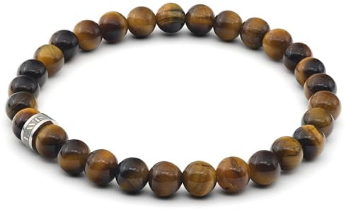 LAVISA Edelstein Armband - Echte Naturstein Perlen | Kristalle, Heilsteine | Onesize Unisex (Tigerauge 6mm)