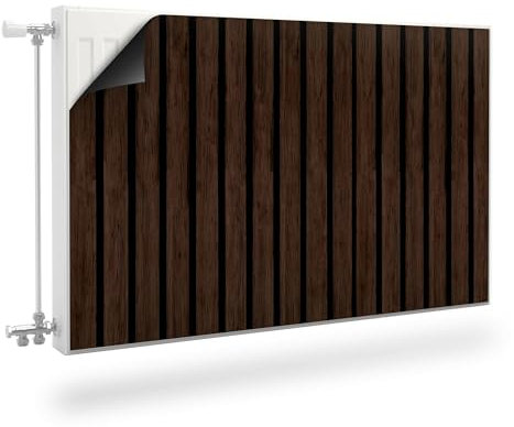 Muralo Radiator Cover, Magnetic Radiator Cover for Panel Radiators Made of Steel or Sheet Metal - Odourless and Safe for Health - Dark Wooden Slats Width 90 cm x Height 60 cm