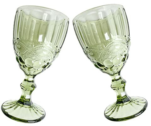 OUNONA 2pcs Retro Wine Glass Embossed Glass Cup Goblet Cocktail Glasses Unique Design for Household Liquor Bar Multi-Function Wine Goblet for Party Tableware