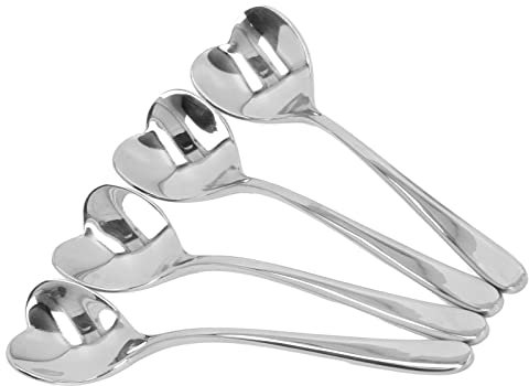 Set Cucchiaini da 4 Pezzi, Set Cucchiaini da caffè in Acciaio Inossidabile con Cucchiaino a Forma di Cuore, Cucchiaino da Dessertper caffè, Dessert e Zucchero, 102x24mm