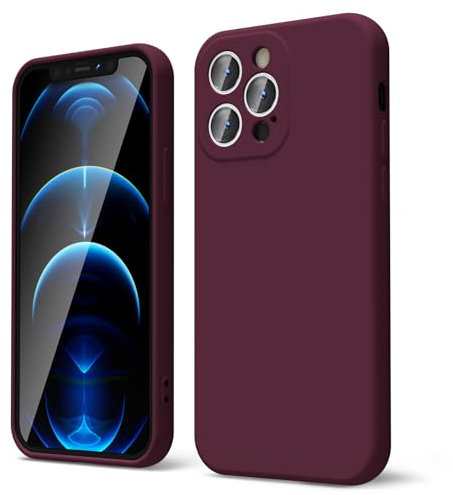 oakxco for iPhone 12 Pro Case Liquid Silicone, Soft Rubber Gel Elegant Aesthetic Basic Simple Cover, Thin Slim TPU Matte Solid Color Plain Smooth Case for Women Men Girl, Burgundy Plum Wine
