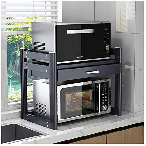 YIHANSS Estante para microondas, Soporte para Estante de Cocina, Espacio de Aluminio, Soporte para microondas elevable, Soporte para Horno con cajones, estantes organizadores de Almacenamiento