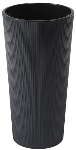 Dehner Blumentopf Lilia, Pflanztopf Indoor, Pflanzkübel recycelt, ca. Ø 25.5 cm, Höhe 46.6 cm, Kunststoff, anthrazit