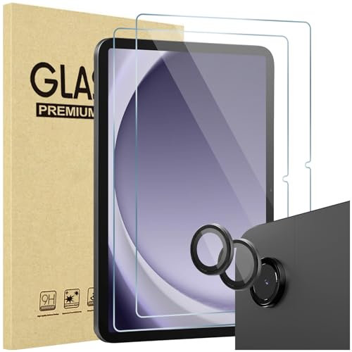 ProCase 2 Pack Screen Protector for Galaxy Tab A9 Plus 11 Inch 2023 + 2 Pack Camera Lens Protector Matching Tablet Colors, 9H Tempered Glass HD Protective Film Guard Screen Saver -Graphite