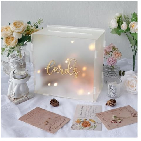 Urne Mariage Boîte à Cartes de Mariage en Acrylique givré, Grande boîte à Cartes Cadeaux for réception de Mariage, fête de Remise de diplôme