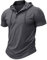 MakingDa Athletischer Kurzarm-Kapuzenpullover für Herren, modisch, Workout, Fitnessstudio, Pullover, Kapuzenshirt, Knopfleiste, Muskel-Passform, Sommer-Sweatshirt, leicht, Hip-Hop, Laufen, Boxen,