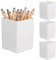 HAOWANWW 4 Pcs Pen Holder for Desk Pencil Holder White Pen Pot Square Plastic Pencil Organizer Pen Cup Makeup Brush Storage Organizer Waterproof Multifunctional for School Home Office Supplies