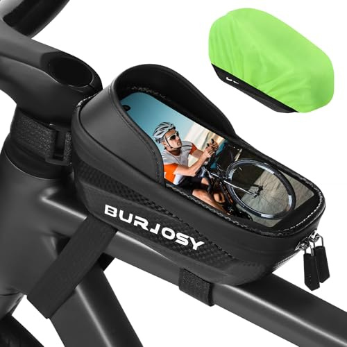 Wasserdicht Handyhalterung Fahrradtasche, Fahrradtasche Rahmen mit TPU-Touchscreen und Sonnenblende, Rahmentasche fürs Fahrrad, Kompatibel mit Handys Unter 6,5 Zoll, Fahrrad Zubehör mit Regenschutz