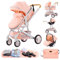 GLOKID Passeggino 3 in 1，Passeggino Canne，Trio，Con Seggiolino Accessori，Adattatori universali，Passeggino per bambini fino a 25 kg，4 ruote con ammortizzatori，navicella，grandi ruote (530 rosa)