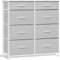WOLTU Kommode mit 8 Stoffschubladen, Kommodenschrank Sideboard Schubladenschrank, für Schlafzimmer Wohnzimmer Flur, aus Metallrahmen Holzwerkstoff, Hellgrau+Weiß