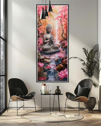 Peinture Numero Adulte Zen, Bouddha Peinture par Numero Adulte Grand Format 50 X 20 cm, DIY Kits de Peinture au Numéro Pigment Acrylique Paint by Numbers Pour Maison Décor, Cadeau, (Sans Cadre)-YH395