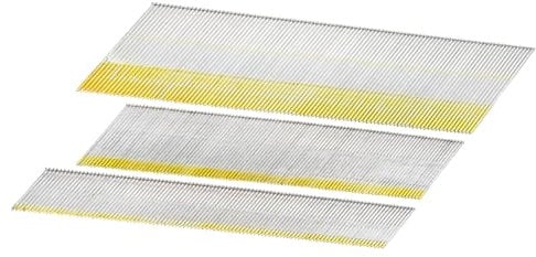 sourcing map 900Pcs 15 Gauge Angled Finish Nails, 1-1/4/2/2-1/2 Length, 34-Degree, Galvanized Assorted Size Project Pack for Woodworking Construction, Color Zinc
