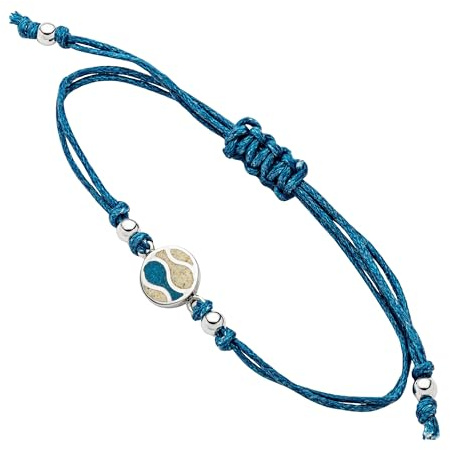 DUR Schmuck Cotton-Armband STRANDWELLEN Strandsand, Steinsand (Kyanit), Silber 925/- 17cm (A1896)