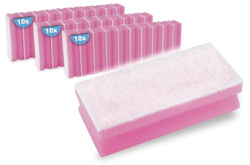 HypaFol Schwamm WC & Sanitär rot-weiß 30 Stück I Sanfter Putzschwamm empfindliche Oberflächen I Reinigungsschwamm für Toiletten, Urinale, WC-Fliesen I XL Fliesen-Schwamm mit 5mm Scheuerseite