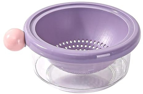 MERIGLARE Colador de Cocina, Cuenco, Cesta para Lavar Verduras y Frutas con asa, Juego de colador de en 1 para Mezclar ensaladas y Bayas, Violeta 24x10.5cm