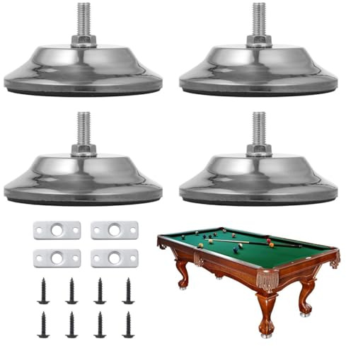 Vestamore Lot de 4 pieds de nivellement réglables de 12,7 cm pour tables de billard, de ping-pong et de baby-foot, rehausseurs de jambes robustes avec plaques et vis