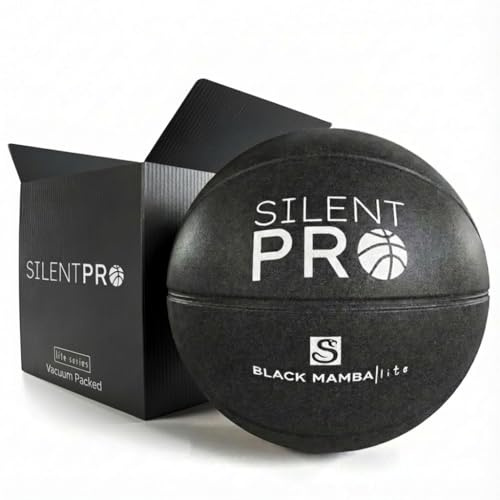 Silent Basketball – Black Mamba Lite Series – Größe 7 (74,9 cm) – leiser Basketball; Dribbling Indoor – Schaumstoff-Basketball, perfekte Form – kindersicher, leicht vakuumversiegelt – geräuschlos und