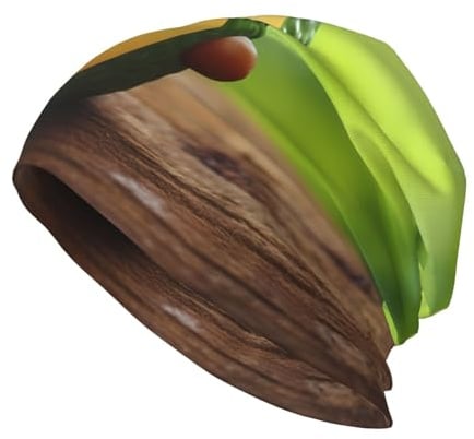 YYHWHJDE Niedliche Avocado-Bild-Strickmütze für Erwachsene, lässige Bean-Mütze, elastische Krempenlose Mütze, Unisex, Schwarz