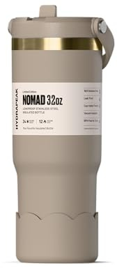 Hydrapeak Nomad 946 ml Tumbler with Handle and Straw Lid, Leak-Proof, Double Insulated, 946 ml Stainless Steel Cup (Latte)