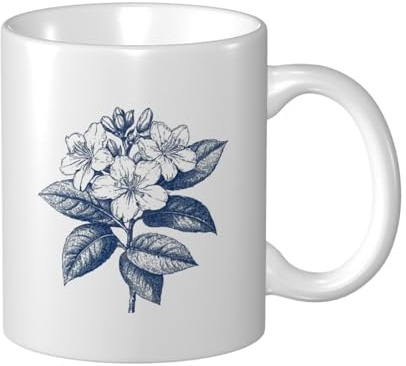 Woshuwo Rhododendron Vintage-Keramiktasse, elegante Kaffeetasse, Tee, Trinkgeschirr, Wasserbecher für Zuhause, Büro, 325 ml