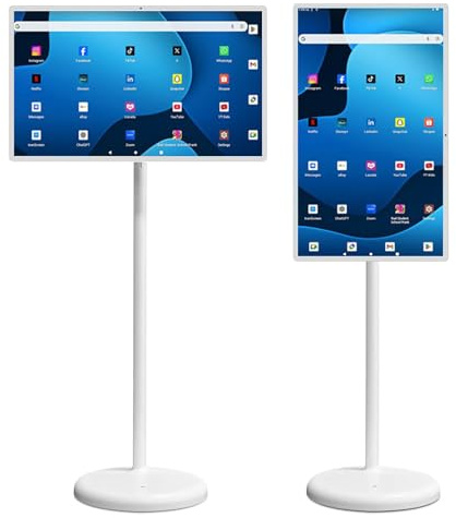 Sunseota OFD 21.5/24/27/32 Zoll FHD Smart Portable TV auf Rädern,Rolling TV 1080P Touchscreen Android 15 OS Monitor,4/6/8GB RAM + 64/128GB Speicher, Eingebauter 8H Akku,360° 32in-8G+128G