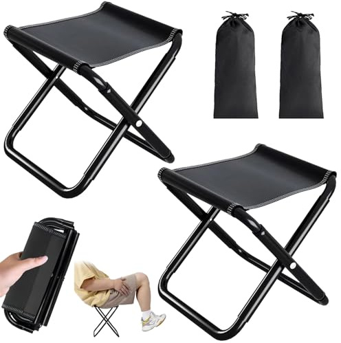GOUYENG Tragbarer Klapphocker,2 Stück Camping Hocker 30cm,Gartenhocker | Campinghocker,Klappstuhl,Leicht Sitz Falthocker,Mini-Klapphocker,mit Aufbewahrungsbeutel,für Camping Garten Terrasse Balkon