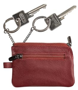 Josephine Osthoff Nano - bordeauxz - extra kleines Leder Schlüsseletui mit 2 Ringen an Kettchen 2 Reißverschlüsse 97030