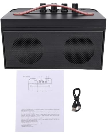 Vvikizy Altoparlante Versatile per Chitarra da 30 W con Distorsione del Riverbero per Musicisti in Movimento Nero 7,1 * 4,1 * 3,7 Pollici